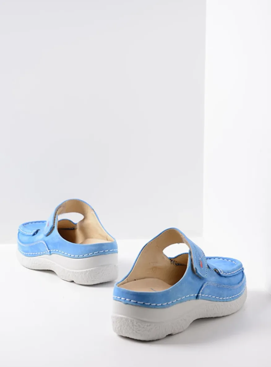 Roll Slipper - hemelsblauw nubuck
