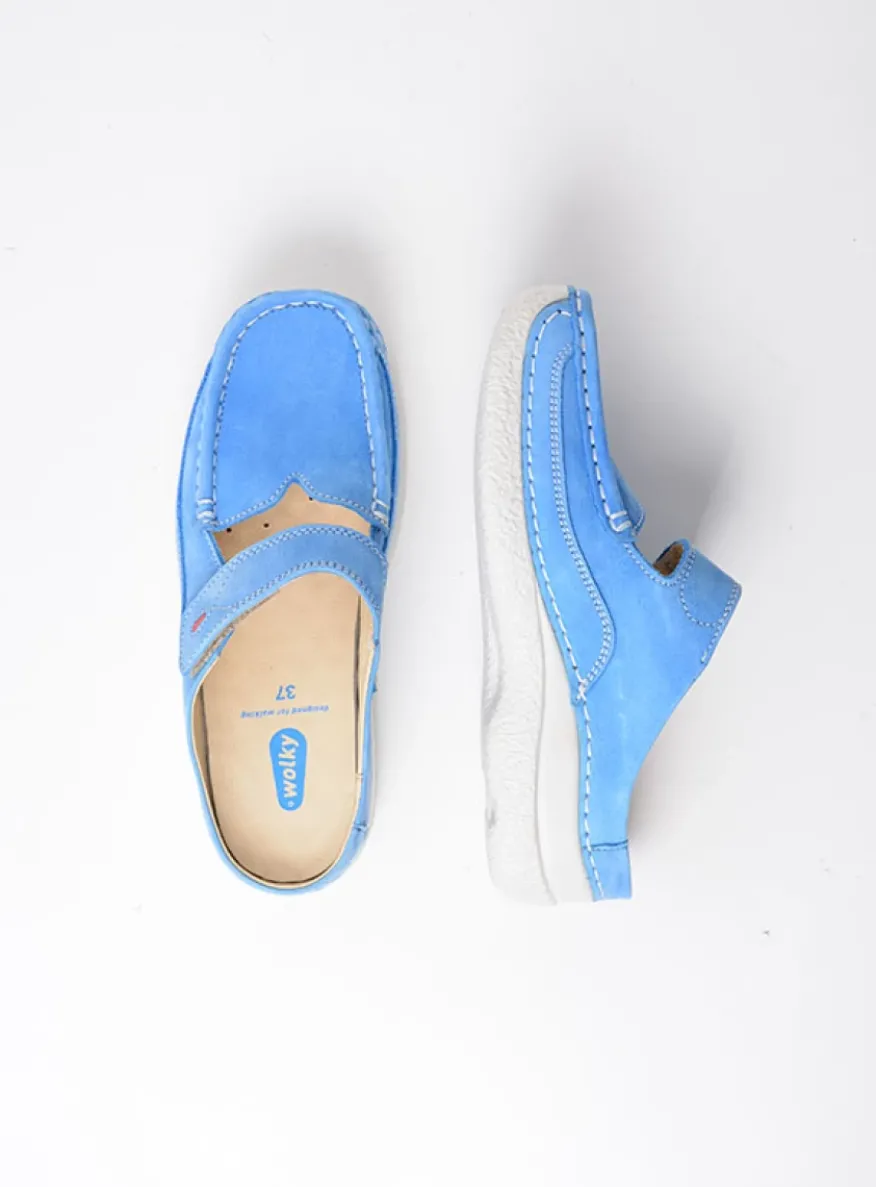 Roll Slipper - hemelsblauw nubuck