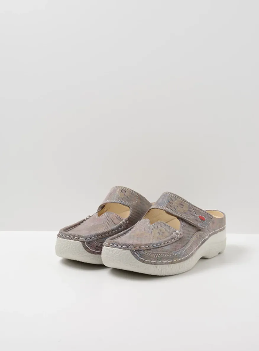 Roll Slipper - taupe flower
