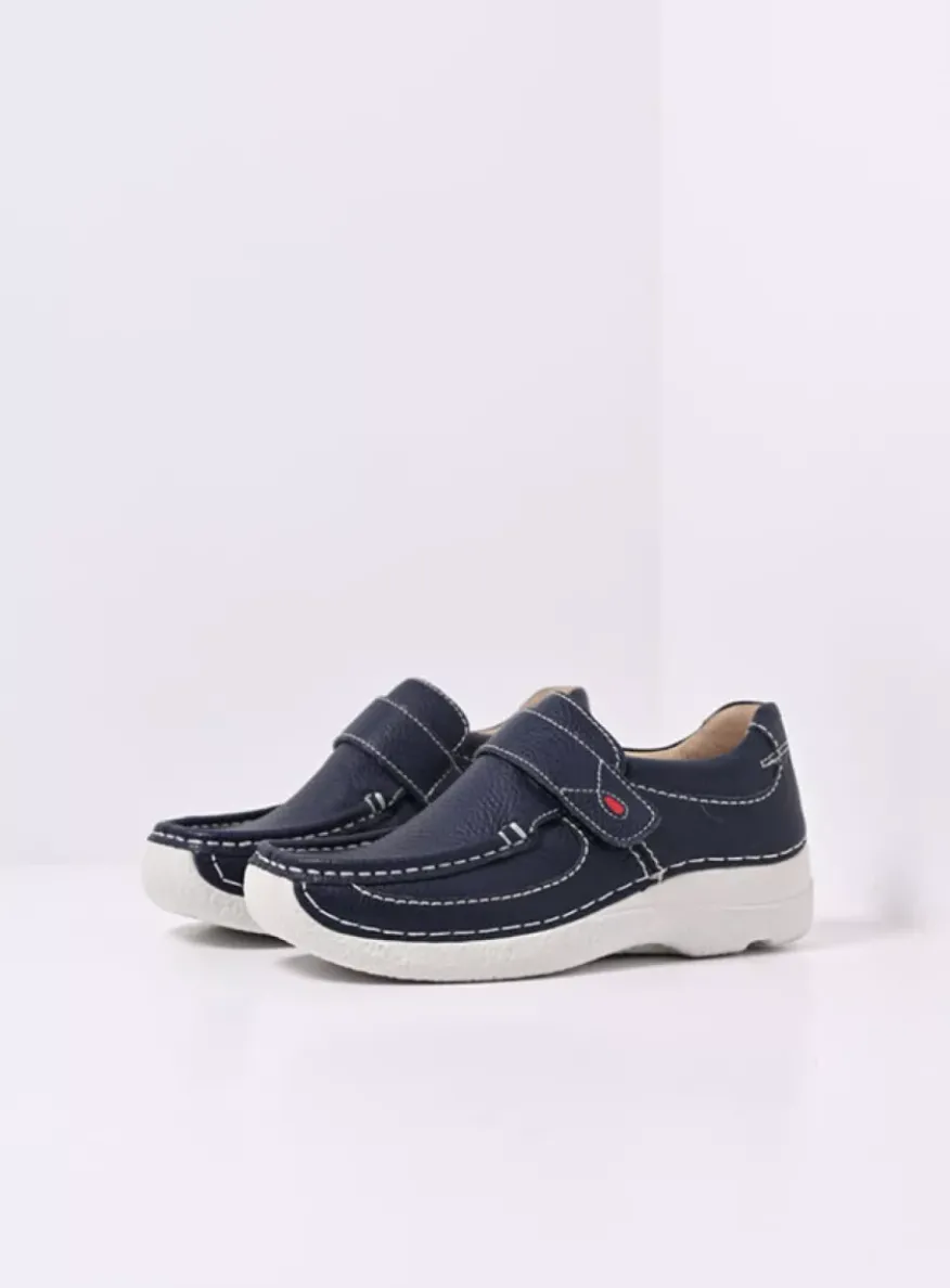 Roll Strap - blauw leer