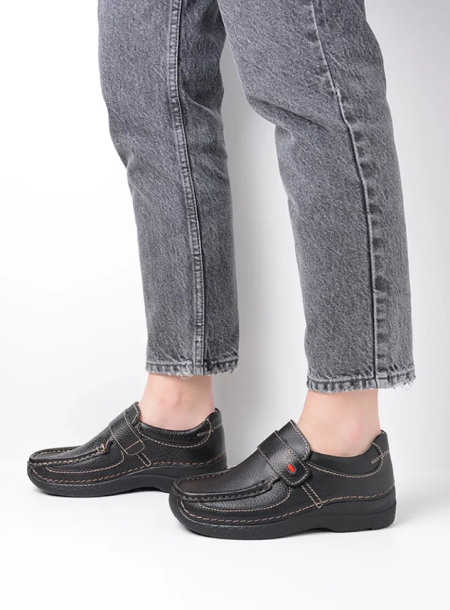 Roll Strap - zwart leer