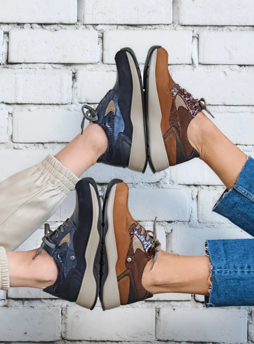 Sappho - cognac combi leer