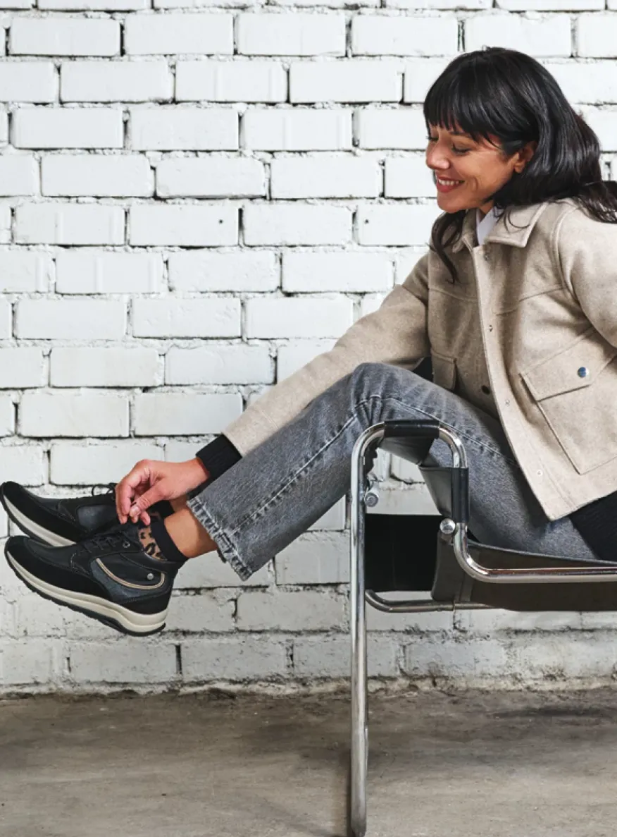 Scone - zwart combi leer