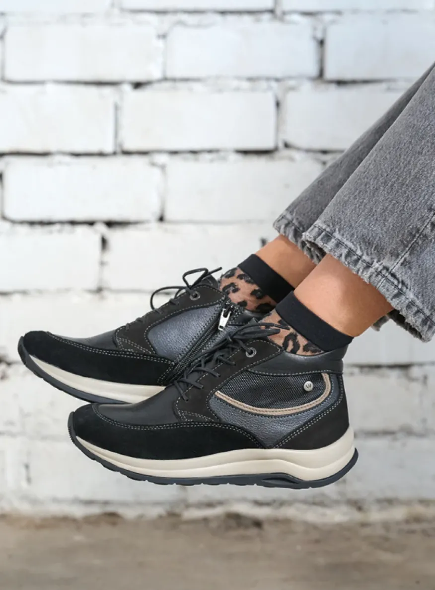 Scone - zwart combi leer