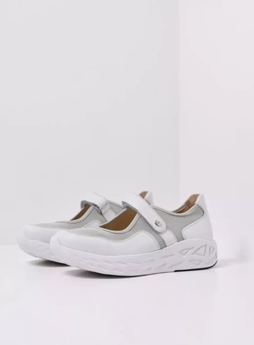 Spring S2F - wit/grijsgroen combi stretchleer