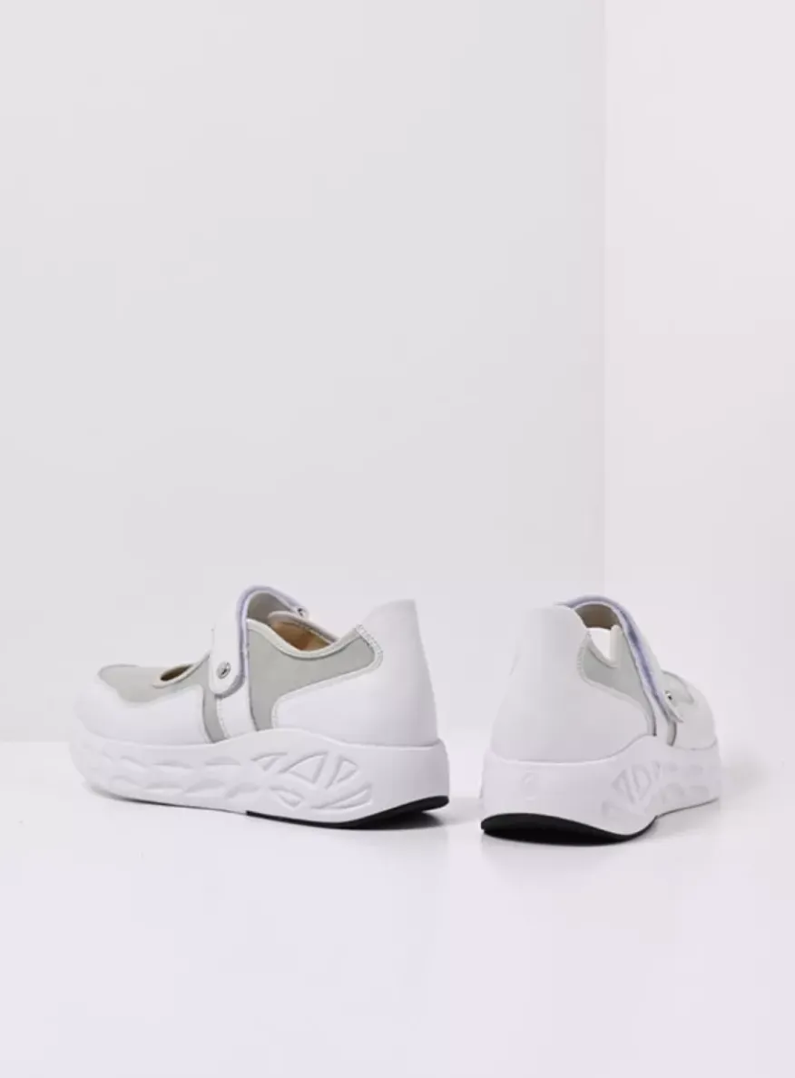 Spring S2F - wit/grijsgroen combi stretchleer