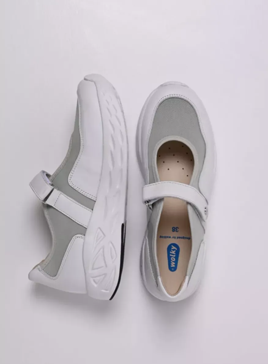 Spring S2F - wit/grijsgroen combi stretchleer