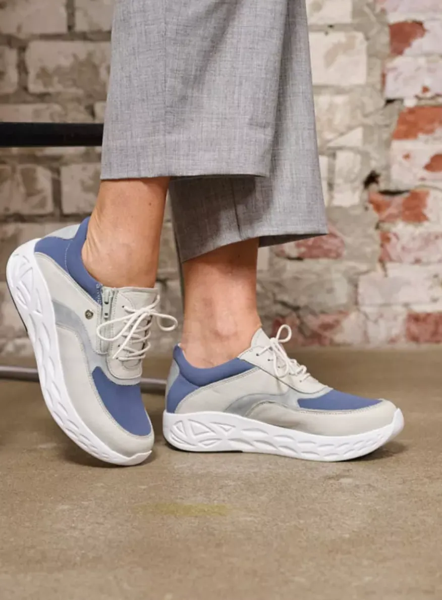 Vitality S2F - gebroken wit/jeans combi stretch leer