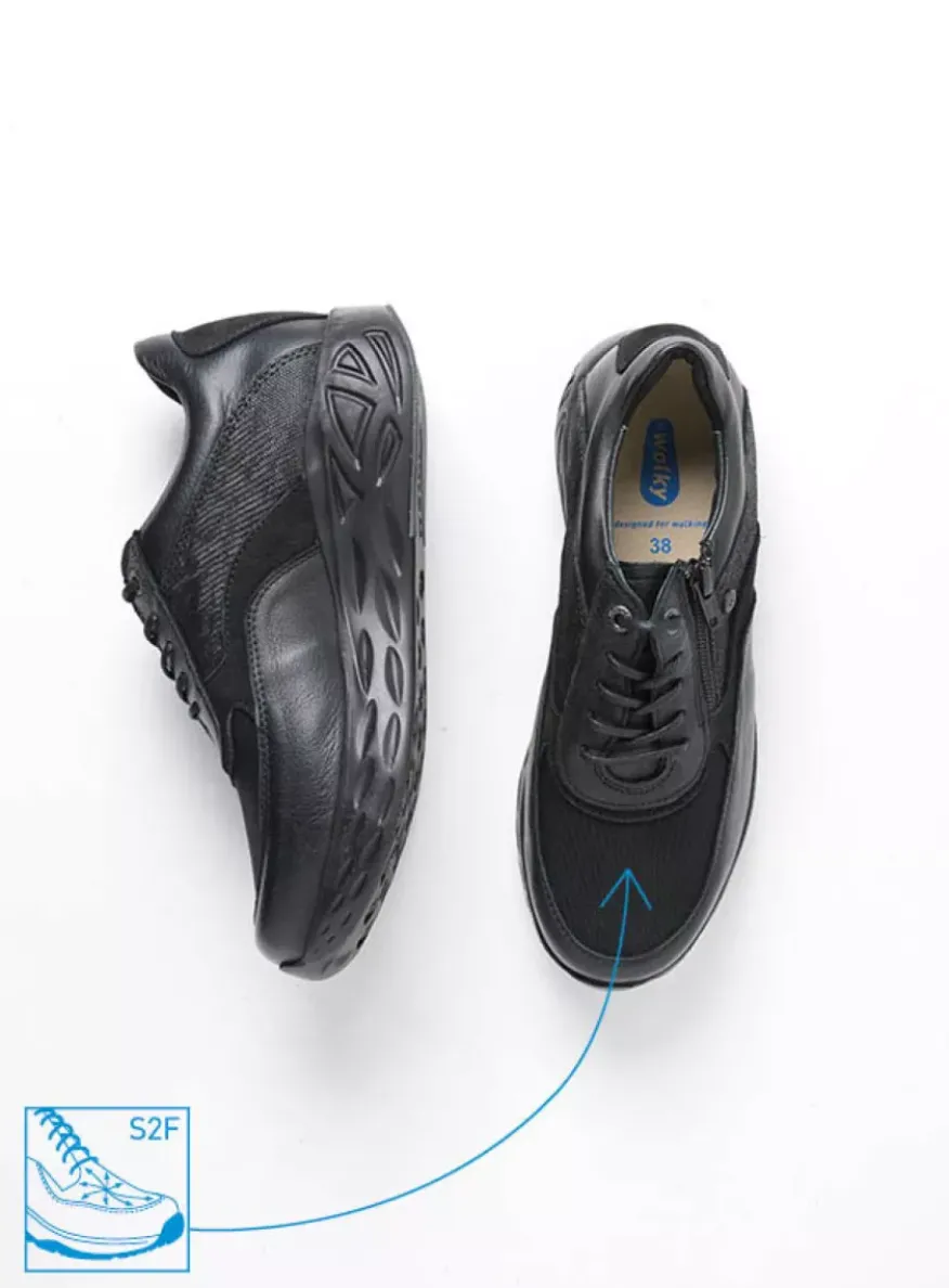 Vitality S2F - zwart combi stretchleer