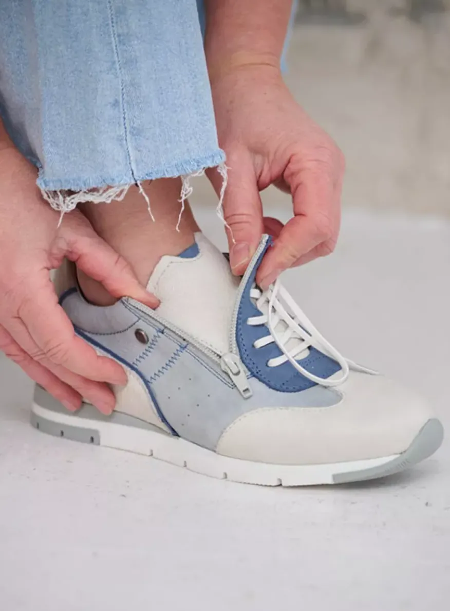 Yell XW - gebroken wit/denim leer